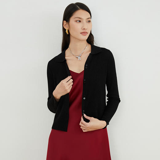 EITIE爱特爱秋季新款时尚通勤气质百搭短款针织开衫C2201004 商品图13
