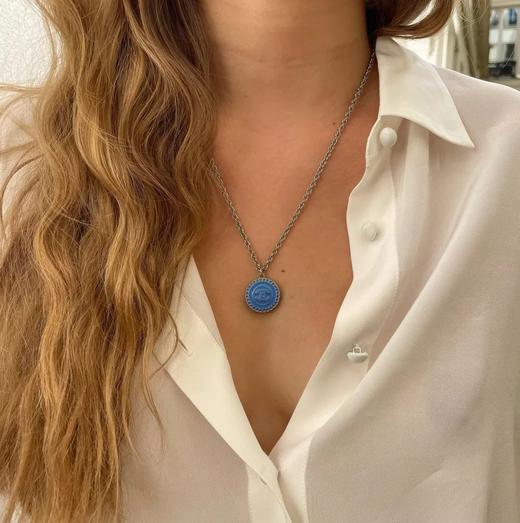 订购6周到｜Gigi Paris-Chanel-蓝色 中古纽扣 项链［法国设计师］ 商品图0