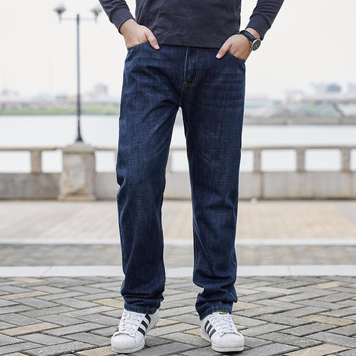 一口价【新款DMR】 大依优型大码男装无弹牛仔裤加肥加大号宽松纯色长裤舒适直筒 商品图0
