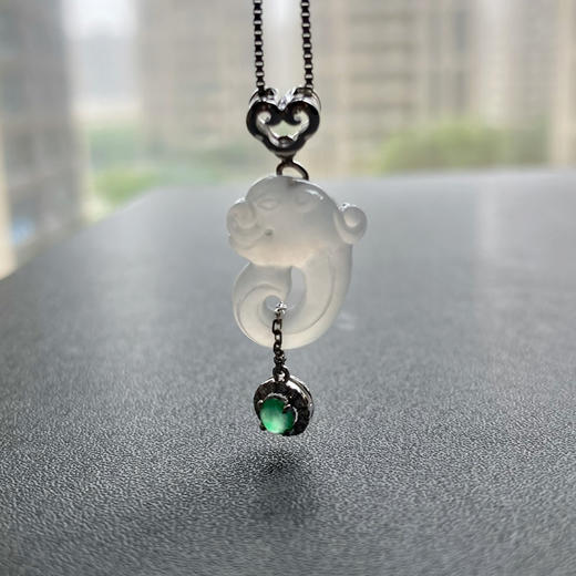 冰种厚庄翡翠龙如意18k白金钻石镶嵌 商品图9