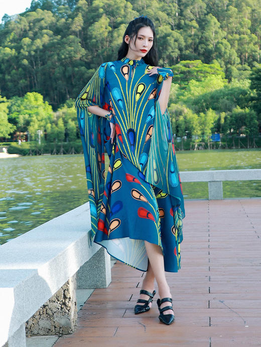 蓝韵花眼水袖连衣裙 |杨丽萍老师同款 | 现货加急发 商品图4