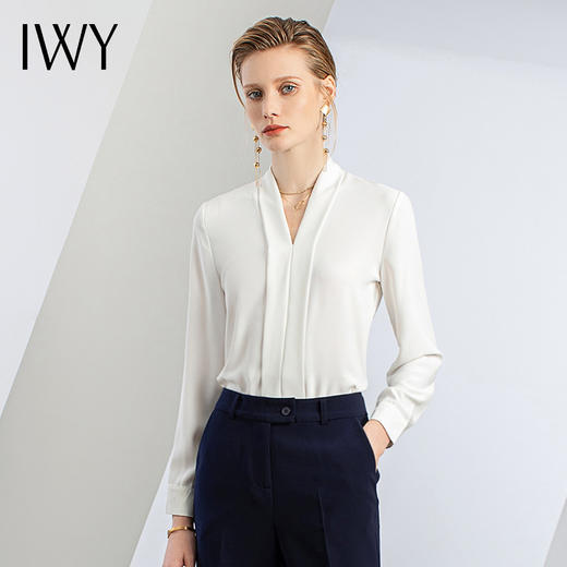 IWY/白色秋冬时尚衬衫内搭职业顾问工作服上衣女B11120 商品图0