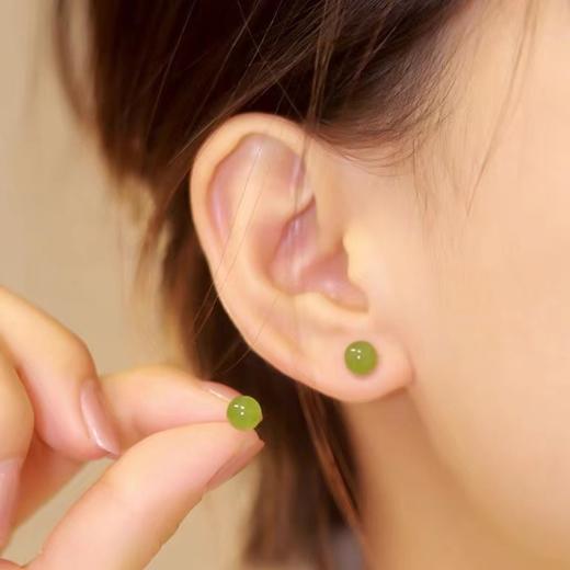 QSS倾尽年华碧玉和田玉耳饰小众设计感耳环古风耳钉女 商品图0