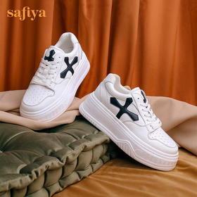 Safiya/索菲娅 商场同款小白鞋（有加绒款）2022秋季新款新潮松糕厚底休闲鞋小众板鞋 SF23112134