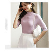 【拍2件79元】螺纹半高领中袖气质打底衫女秋冬五分袖休闲纯色内搭高弹修身打底衫 商品缩略图3
