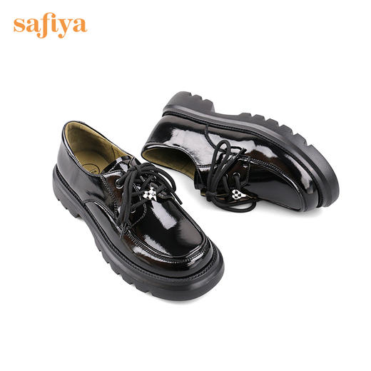 Safiya/索菲娅 深口鞋2022年秋季新款甜趣职场通勤系带小皮鞋女 SF23112013 商品图8