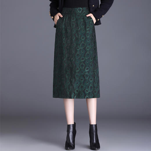 提花半身裙，女秋冬时尚高腰A字裙垂感大摆裙女装裙子 SS7166 商品图4