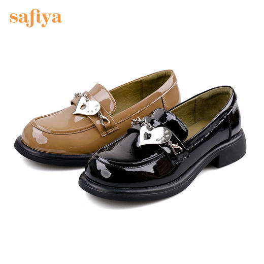 Safiya/索菲娅 小皮鞋2022秋季新品潮学院风小众少女爱心链条乐福鞋 SF23112010 商品图8