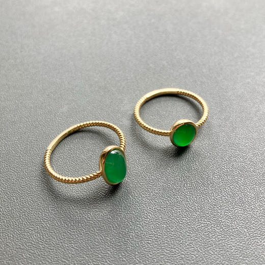 冰种阳绿翡翠戒指18k黄金镶嵌 商品图0