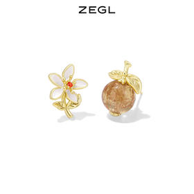 ZEGL设计师秋日午后系列琉璃柿子耳钉女高级感花朵耳环银针耳饰品