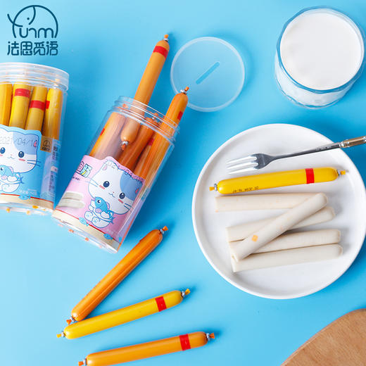 「4款口味！一桶10支装」原味玉米虾味芝士味深海鱼肠10支桶装休闲零食鱼肠150g 商品图1