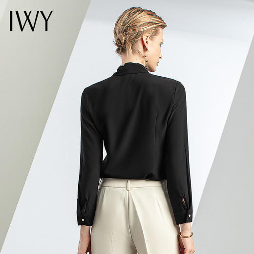 IWY/黑色衬衫套裤秋冬新款黑色职业套装两件套通勤风工作服正装女OLB11120+P11379 商品图3