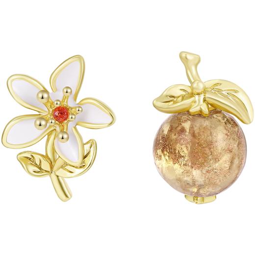 ZEGL设计师秋日午后系列琉璃柿子耳钉女高级感花朵耳环银针耳饰品 商品图6