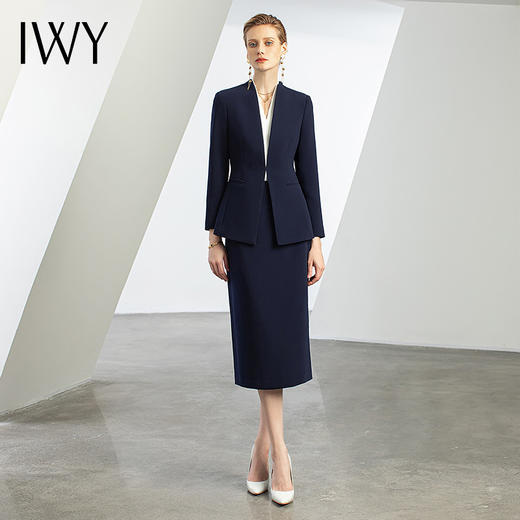 IWY/藏青西装套装女气质大学生面试西服工装轻熟风西装外套春秋工作服CS12305 商品图0