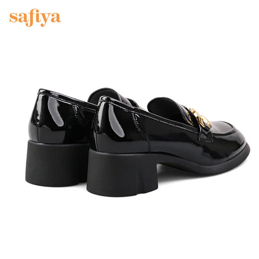 【七夕佳礼】Safiya/索菲娅 商场同款2023秋季新款小皮鞋复古英伦风漆皮圆头粗跟深口乐福鞋 SF33112420/SF23112420 商品图6