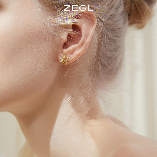 ZEGL设计师秋日午后系列琉璃柿子耳钉女高级感花朵耳环银针耳饰品 商品图4