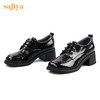 Safiya/索菲娅 2024新款复古英伦风压花牛皮系带粗跟小皮鞋女 SF23112415/SF31112415/SF41112415 商品缩略图5