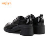 Safiya/索菲娅 2024新款复古英伦风压花牛皮系带粗跟小皮鞋女 SF23112415/SF31112415/SF41112415 商品缩略图1
