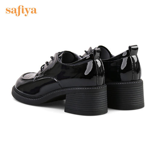 Safiya/索菲娅 2024新款复古英伦风压花牛皮系带粗跟小皮鞋女 SF23112415/SF31112415/SF41112415 商品图1