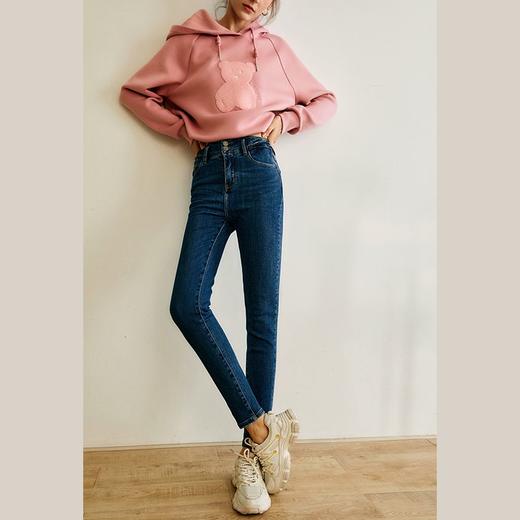 欧芮儿铅笔牛仔裤女2022春季新款高腰显瘦时尚休闲直筒弹力小脚裤 商品图0