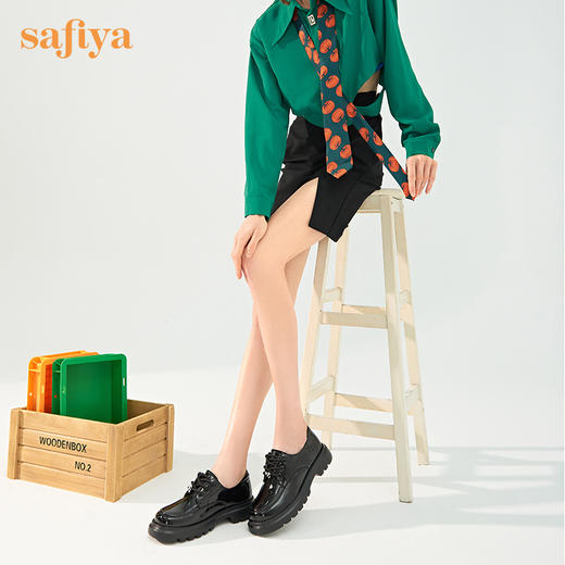 Safiya/索菲娅 深口鞋2022年秋季新款甜趣职场通勤系带小皮鞋女 SF23112013 商品图2
