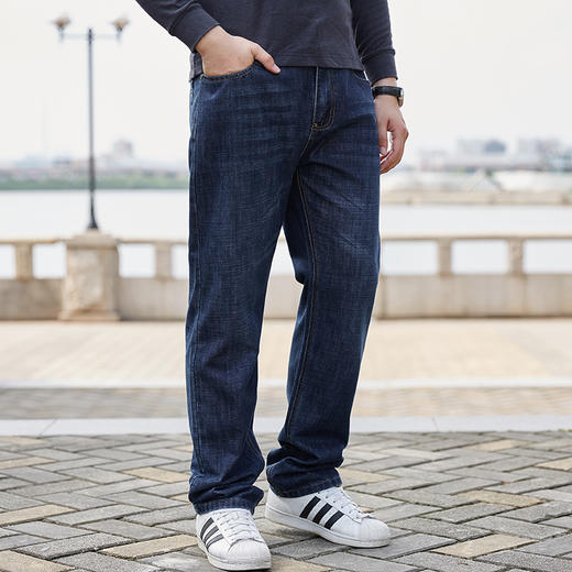 一口价【新款DMR】 大依优型大码男装无弹牛仔裤加肥加大号宽松纯色长裤舒适直筒 商品图1