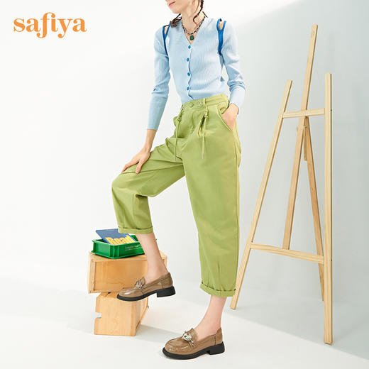 Safiya/索菲娅 小皮鞋2022秋季新品潮学院风小众少女爱心链条乐福鞋 SF23112010 商品图2