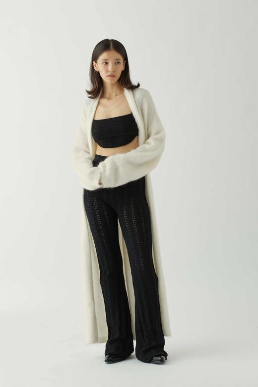 Swaying  云白色/橄榄绿绒感毛羽长外套 商品图7