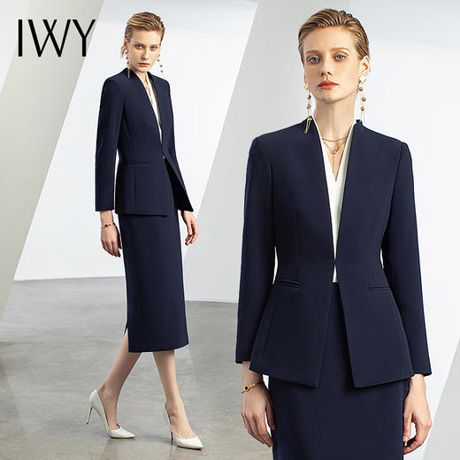IWY/藏青西装套装女气质大学生面试西服工装轻熟风西装外套春秋工作服CS12305 商品图4