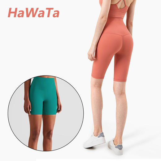 《5送1 12送3》HWT新款运动瑜伽短裤五分裤跑步健身服消除尴尬T线裤 商品图0