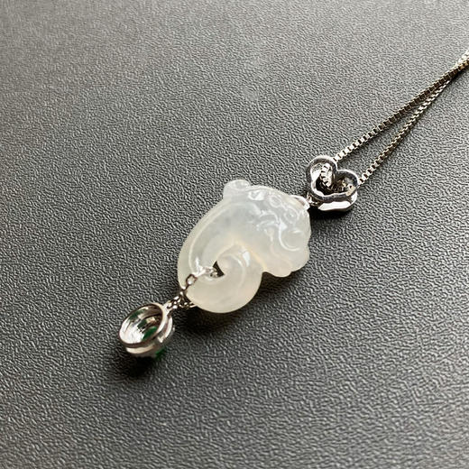 冰种厚庄翡翠龙如意18k白金钻石镶嵌 商品图6