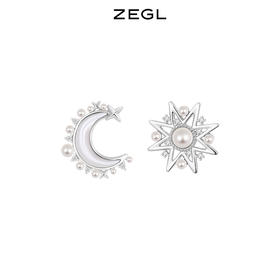 ZEGL设计师秋夜甜梦系列星月耳钉女2022年新款潮贝壳耳环银针耳饰