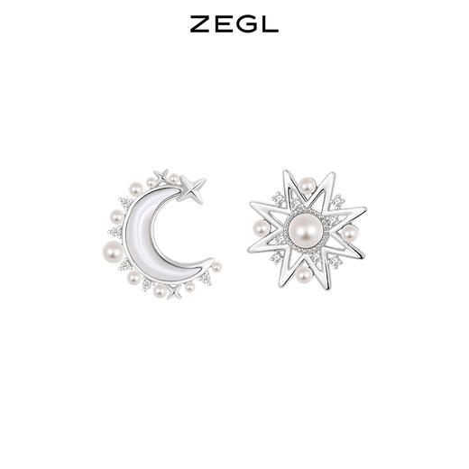 ZEGL设计师秋夜甜梦系列星月耳钉女2022年新款潮贝壳耳环银针耳饰 商品图0