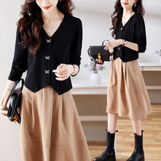 新款别致时尚，设计感通勤两件套装裙 HR-QIANBH628-1 商品图1