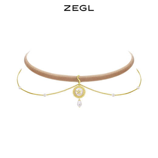 ZEGL设计师秋日午后系列复古珍珠项链女双层choker项圈颈链锁骨链 商品图0