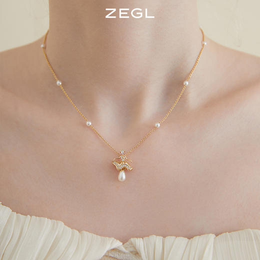 ZEGL设计师舞者系列人造珍珠项链女轻奢小众高级设计感锁骨链配饰 商品图3