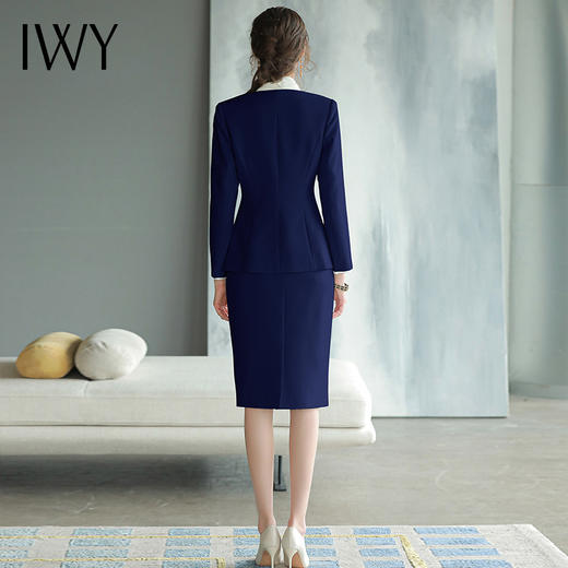 IWY/藏青色高端商务酒店接待工装女秋季新款藏青色西装套装职业工作服CS1584 商品图3