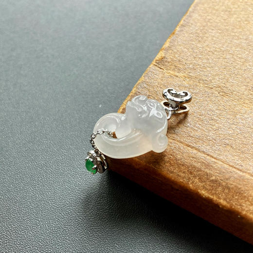 冰种厚庄翡翠龙如意18k白金钻石镶嵌 商品图2