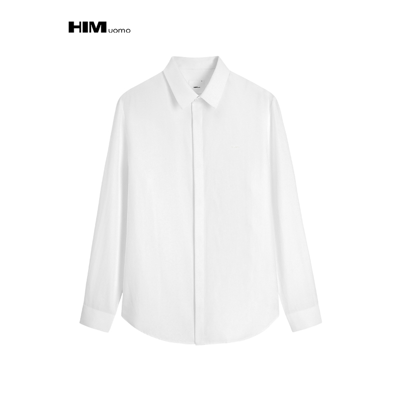 HIM漢崇 经典修身舒适白色衬衫男高级感商务正装长袖衬衣2025秋季