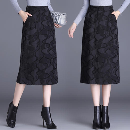 提花半身裙，女秋冬时尚高腰A字裙垂感大摆裙女装裙子 SS7166 商品图1