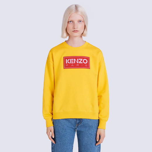 KENZO 高田贤三 女士棉质 KENZO Paris 徽标印花圆领长袖卫衣 黄色 FC62 SW002 4MF 40 商品图1