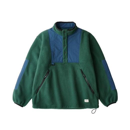 吃茶去chichaqu拼接抓绒立领套头外套摇粒绒户外保暖宽松 商品图5