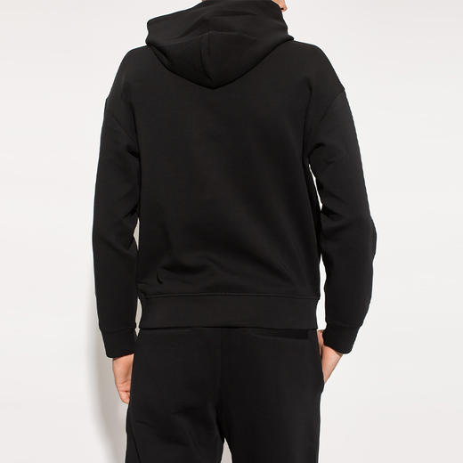 EMPORIO ARMANI 阿玛尼 男士棉质刺绣徽标长袖连帽卫衣 黑色 6L1M84 1JHSZ 0999 商品图2