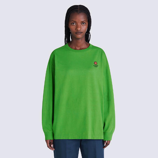 KENZO 高田贤三 女士棉质 BOKE FLOWER系列 徽标印花圆领长袖T恤 绿色 FC62 TS008 4SG 57 商品图1