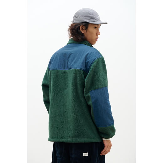 吃茶去chichaqu拼接抓绒立领套头外套摇粒绒户外保暖宽松 商品图3