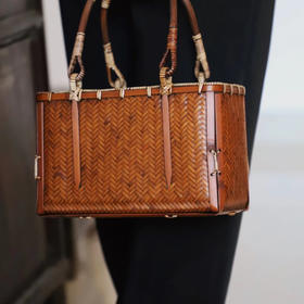 工艺美术大师吕成手提篮B款 传统编织手工竹篮 简约素雅茶篮竹编（预售6天内发货）