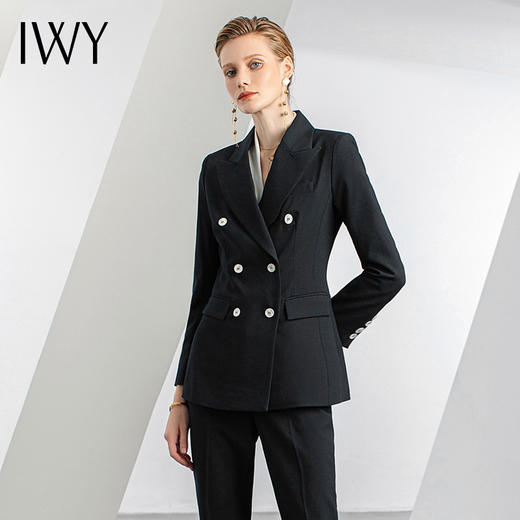 IWY/黑色高端职业西装套装女白领通勤正装工作服修身显瘦 OLC10433+P10433 商品图6