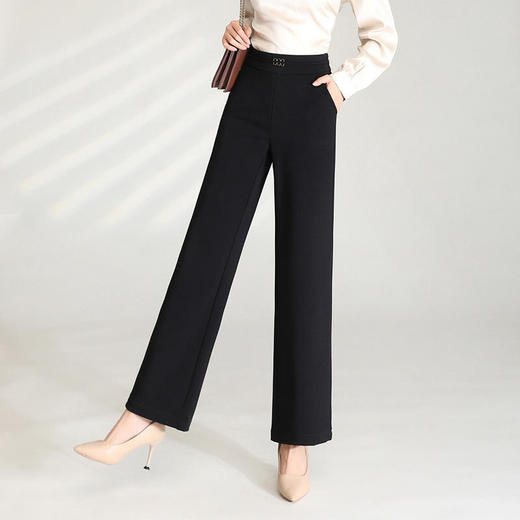 QY 8356高腰阔腿裤韩版宽松垂感显瘦休闲裤 商品图1