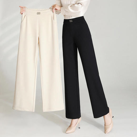 QY 8356高腰阔腿裤韩版宽松垂感显瘦休闲裤 商品图3