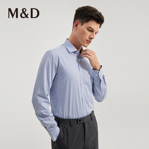 MD名盾商务男士秋冬新品时尚长袖上衣条纹休闲职业衬衫 商品图3